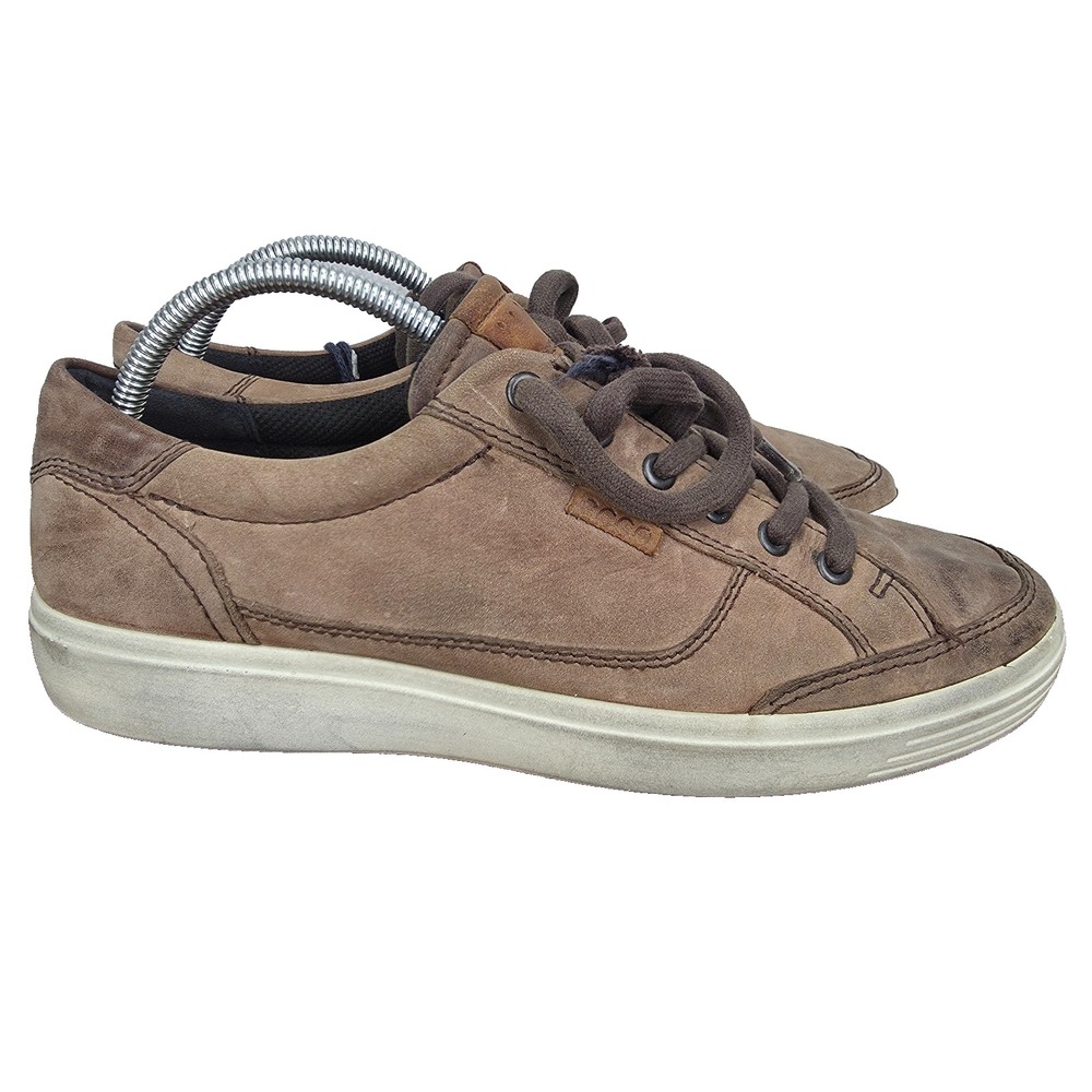 Ecco Soft 7 Sneakers Mens 8 / 8.5 Eu 42 Brown Leather Low Top Comfort‎ Shoes *